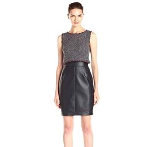 NWT Bailey 44 Studio Tweed Vegan Leather Sheath Dress